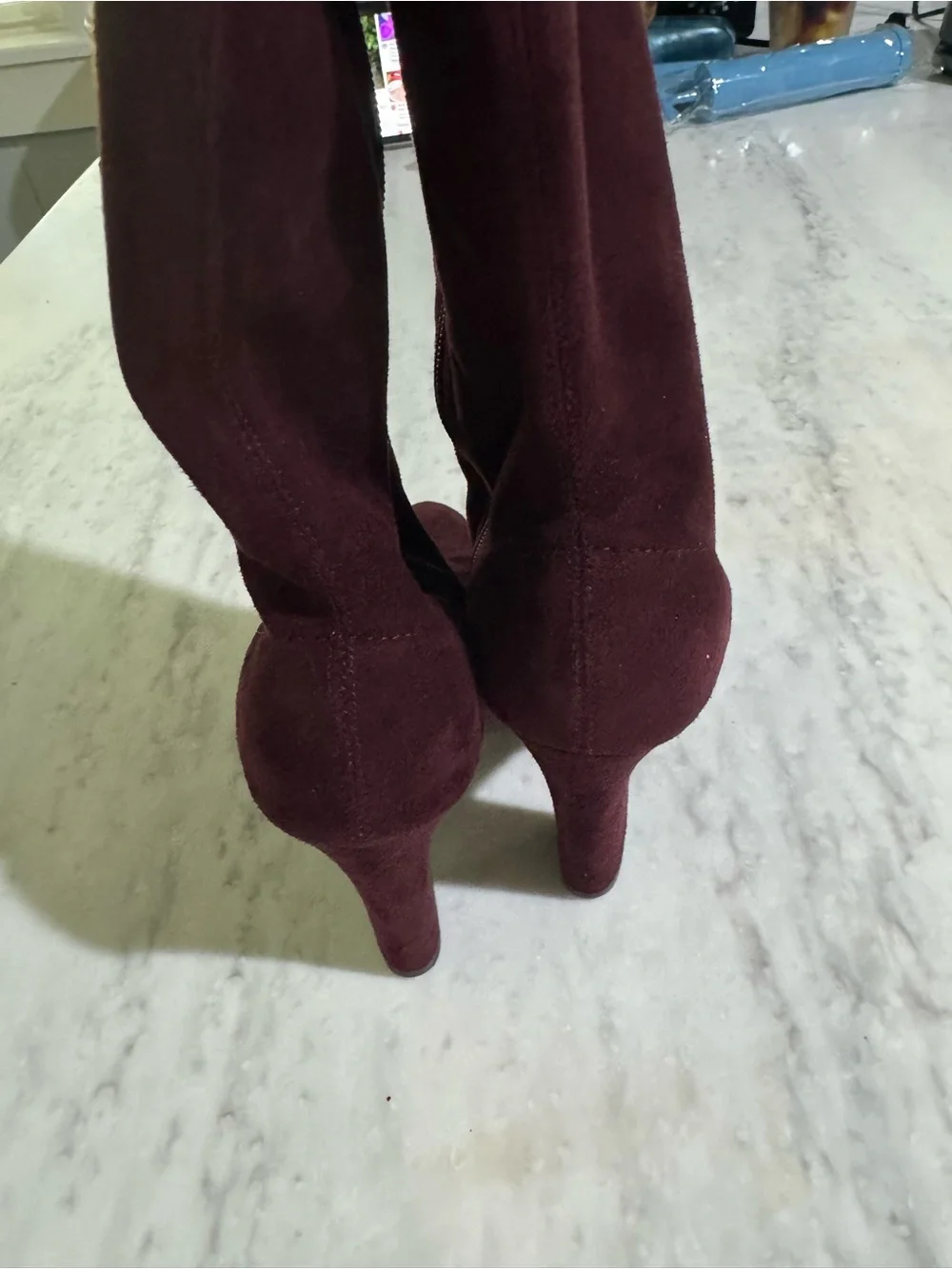Unisa Over-the-Knee Faux Suede Chic Fall Party Block 4” Heel Boots Burgundy 6.5